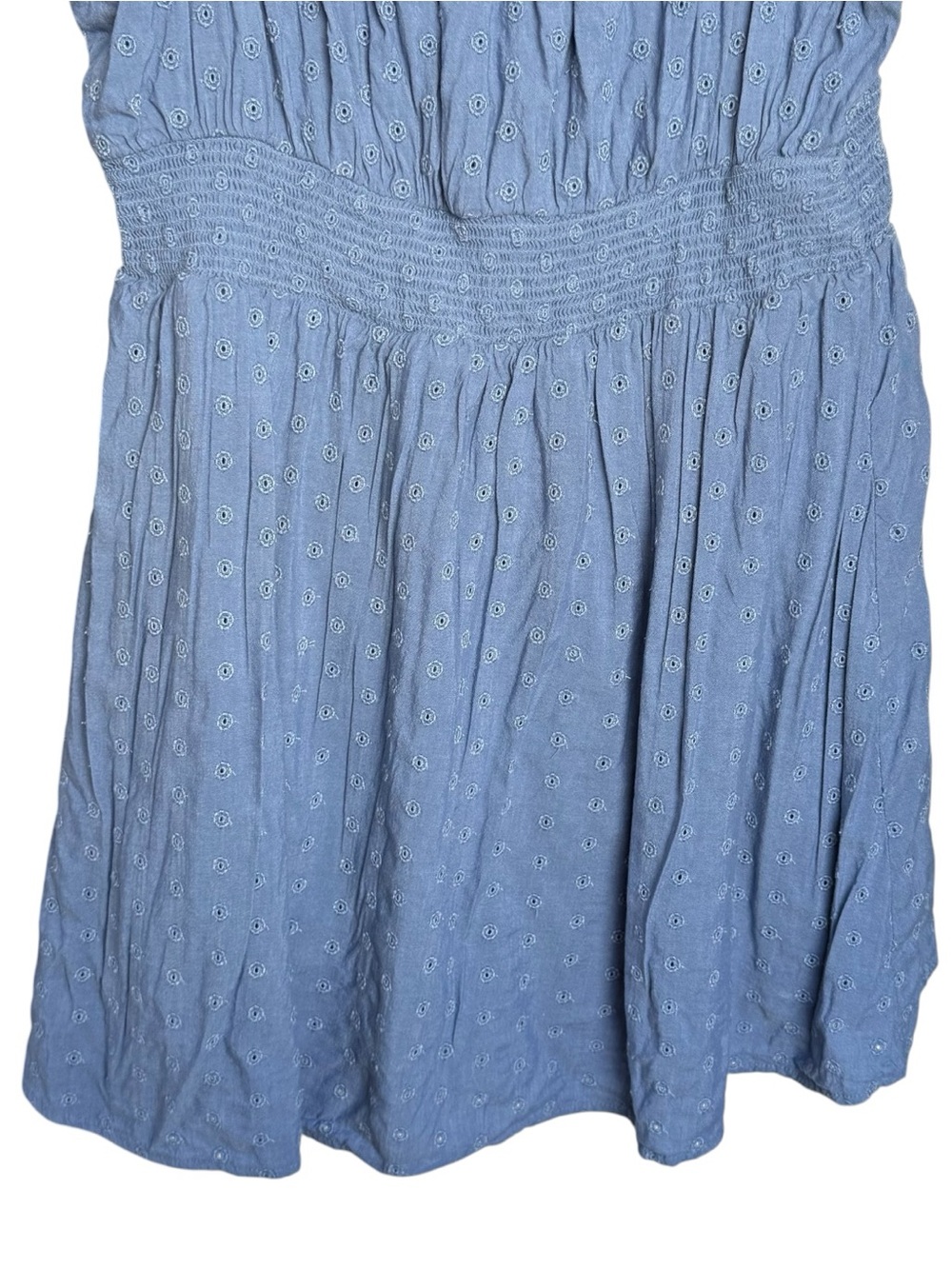 Old Navy Defined Smocked Waist Mini Dress Size XL Seaborne Blue Short Sleeve - Picture 14 of 16